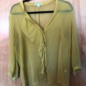 Yellow Banana Republic polka dot blouse